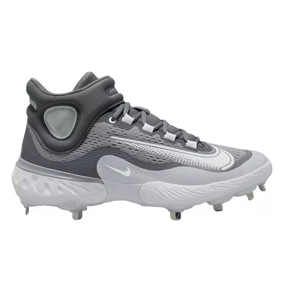 Nike Alpha Huarache Elite 4 Mid Gray Baseball Cleats DJ6520-012 Mens Size 7 - Picture 1 of 6